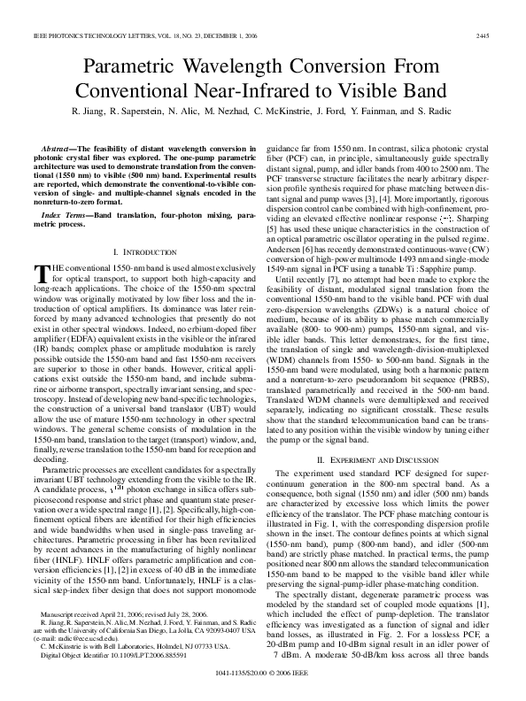 (PDF) Parametric Wavelength Conversion From Conventional Near-Infrared ...
