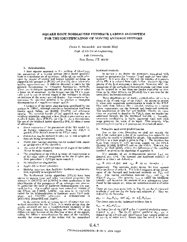 (PDF) Square root normalized feedback ladder algorithm for the