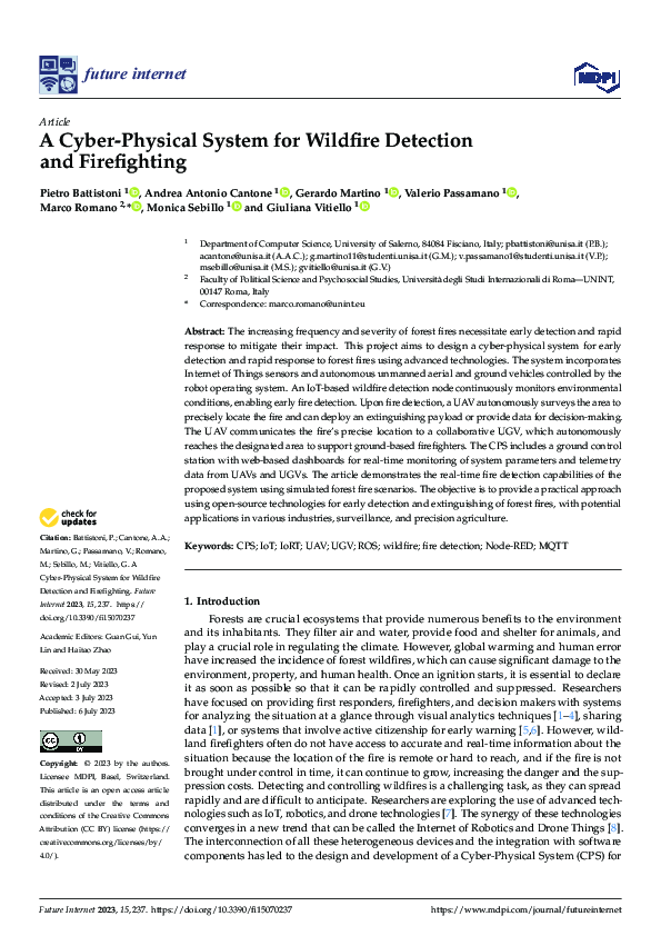 (PDF) A Cyber-Physical System for Wildfire Detection and Firefighting