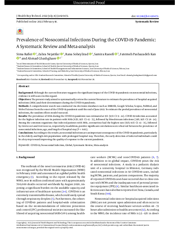 (PDF) Prevalence of Nosocomial Infections During the COVID-19 Pandemic ...