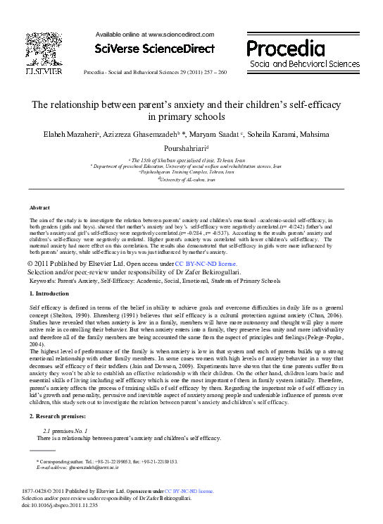 (PDF) The Relationship between Parent's Anxiety and their Children's ...