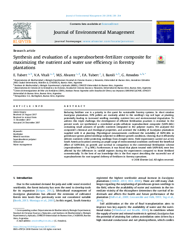 (PDF) Synthesis and evaluation of a superabsorbent-fertilizer composite ...