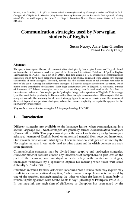 (PDF) Communication strategies used by Norwegian students of English ...
