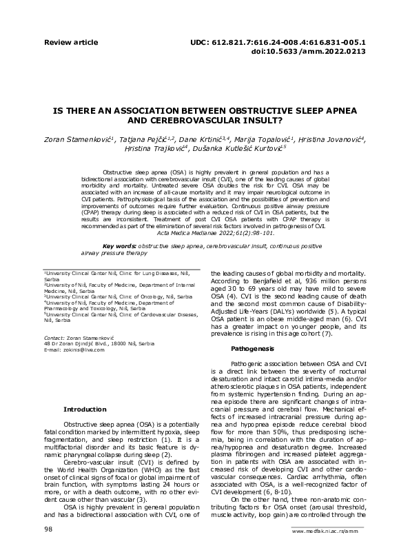 (PDF) Is There an Association Between Obstructive Sleep Apnea and ...