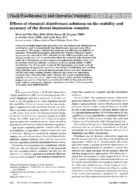 (PDF) Effect of disinfection on irreversible hydrocolloid and