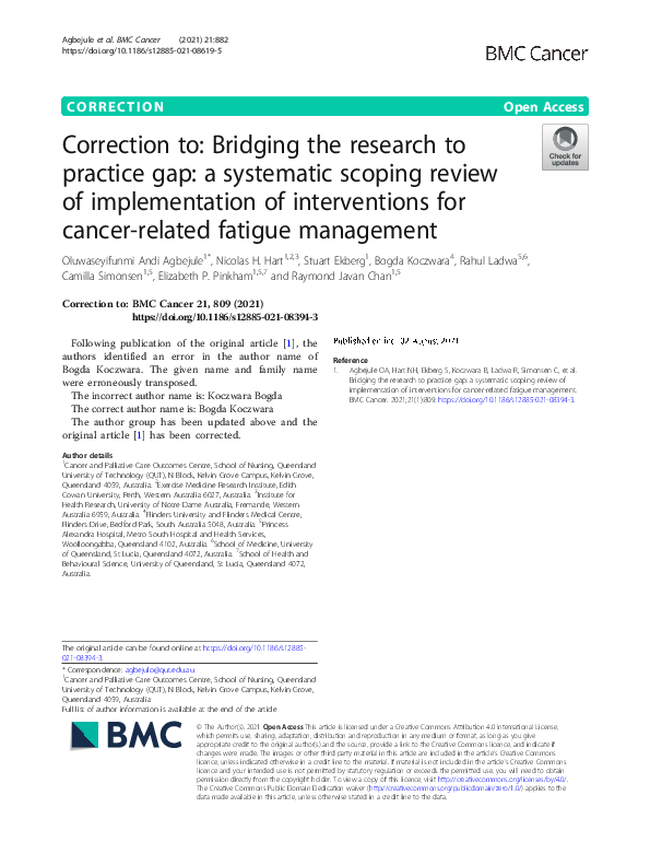 (PDF) Correction to: Bridging the research to practice gap: a ...