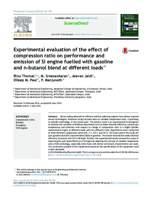 (PDF) Experimental evaluation of the effect of compression ratio on ...