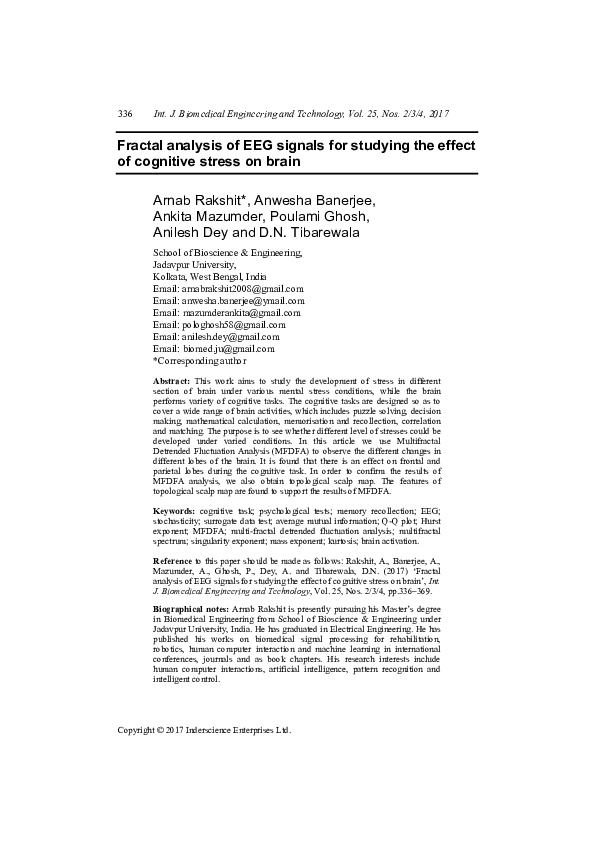 (PDF) Fractal analysis of EEG signals for studying the effect of ...
