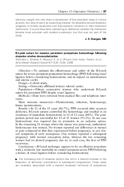 (PDF) B-Lynch suture for massive persistent postpartum hemorrhage ...