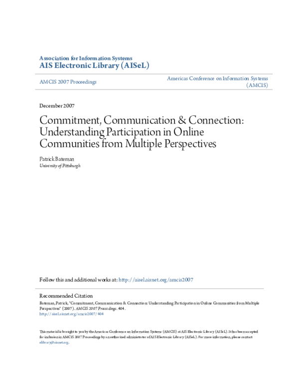 (PDF) Commitment, Communication & Connection: Understanding ...