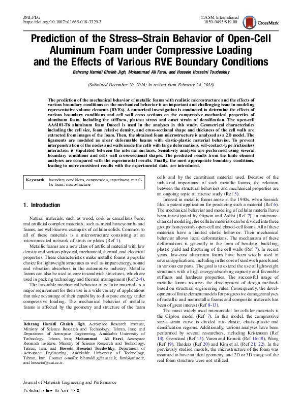 (PDF) Prediction of the Stress–Strain Behavior of Open-Cell Aluminum ...