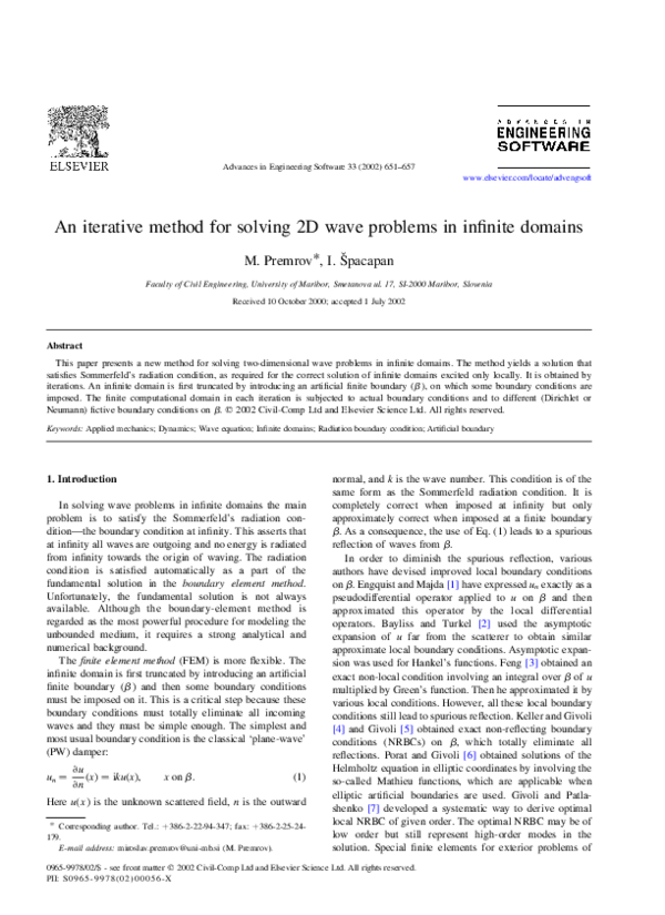 (PDF) An iterative method for solving 2D wave problems in infinite domains
