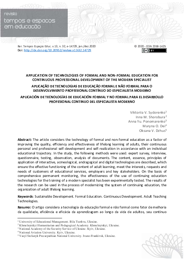 (PDF) Application of technologies of formal and non-formal education ...