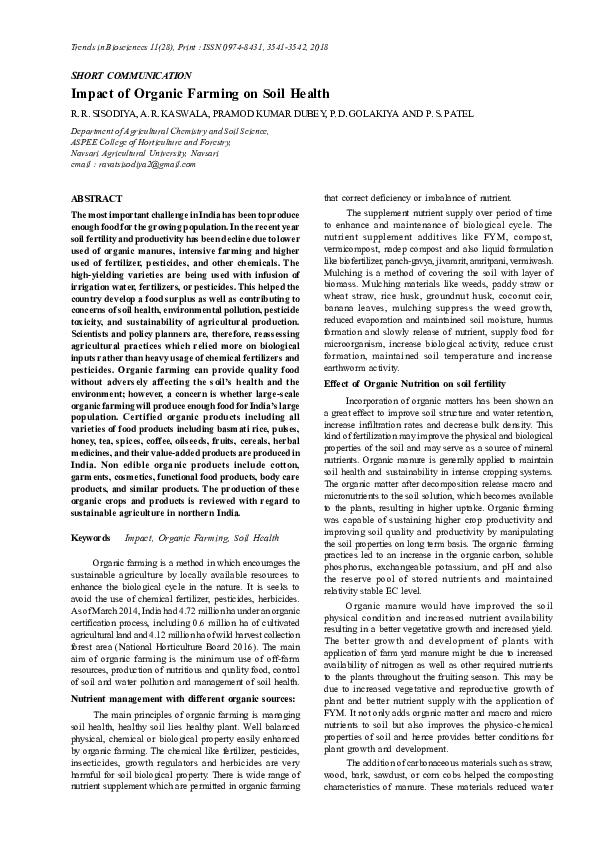 (PDF) Impact of Organic Farming on Soil Health