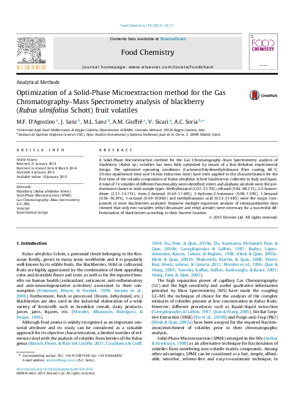 Optimization of the solid-phase microextraction method in the ...