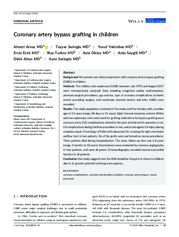 (PDF) Coronary artery bypass grafting in children