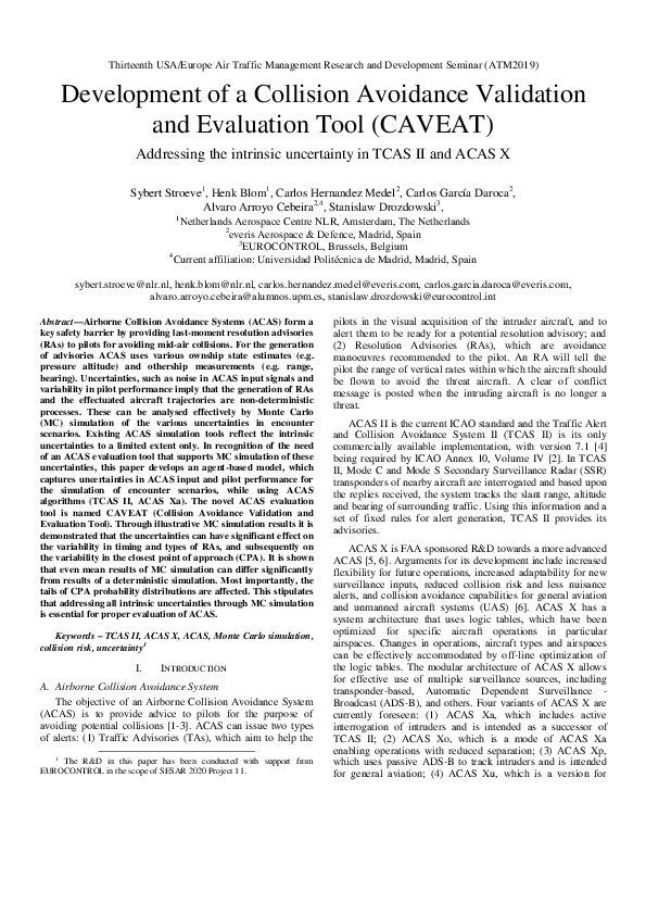 (PDF) Development of a Collision Avoidance Validation and Evaluation ...
