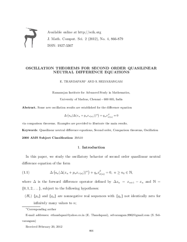 (PDF) Oscillation Theorems for Second Order Quasilinear Neutral ...