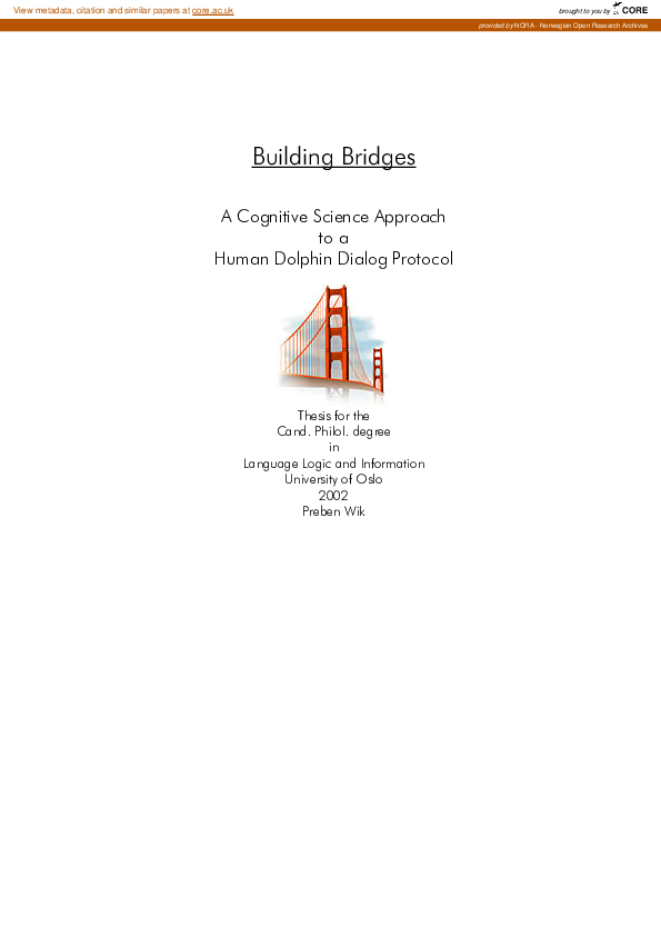 (PDF) Building bridges : a cognitive science approach to a human ...