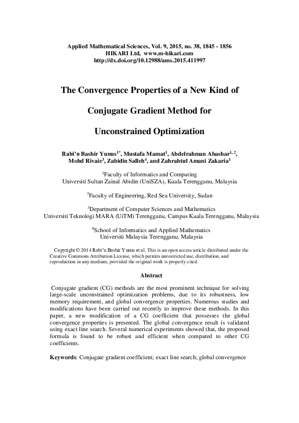 (PDF) The convergence properties of a new kind of conjugate gradient ...