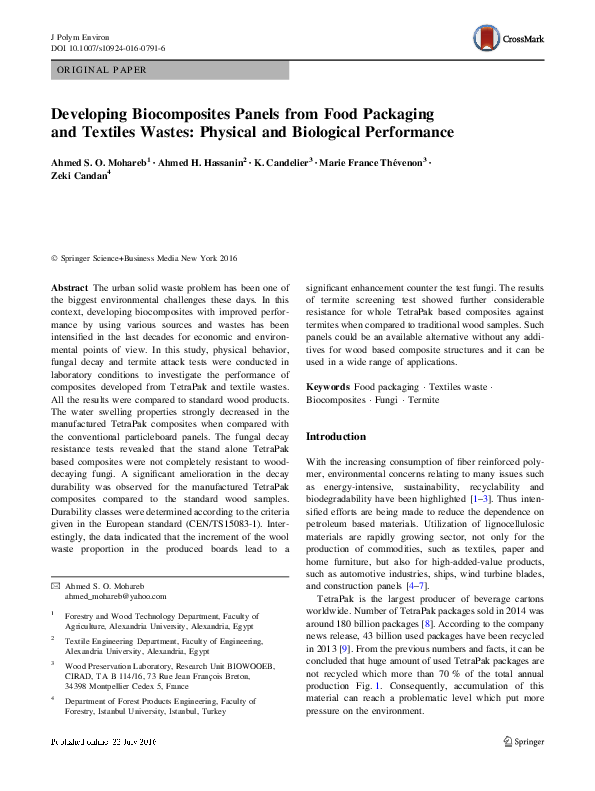 (PDF) Developing Biocomposites Panels from Food Packaging and Textiles ...