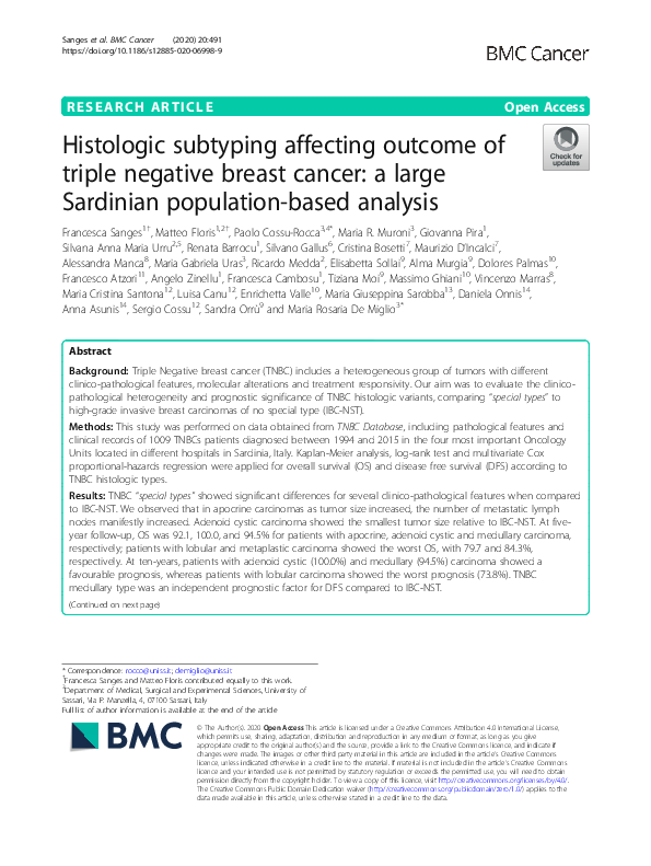 (PDF) Histologic subtyping affecting outcome of triple negative breast ...