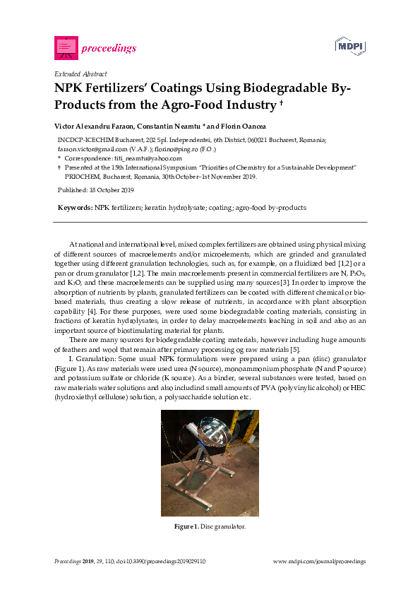 (PDF) NPK Fertilizers’ Coatings Using Biodegradable By-Products from ...