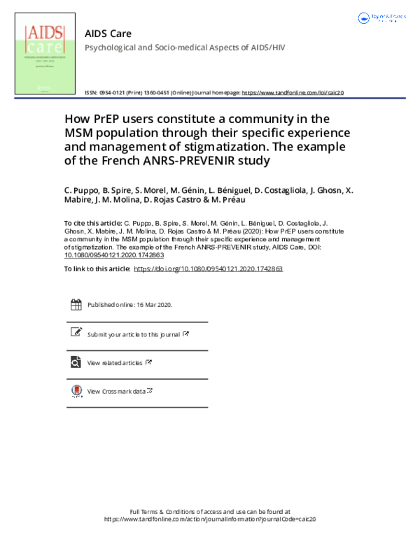 (PDF) How PrEP users constitute a community in the MSM population ...