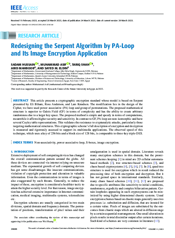 (PDF) Redesigning the Serpent Algorithm by PA-Loop and Its Image ...