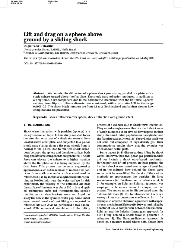 (PDF) Lift and drag on a sphere above ground by a sliding shock