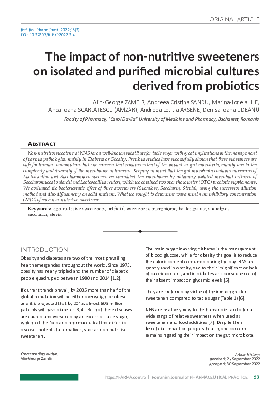 (PDF) The impact of non-nutritive sweeteners on isolated and purified ...
