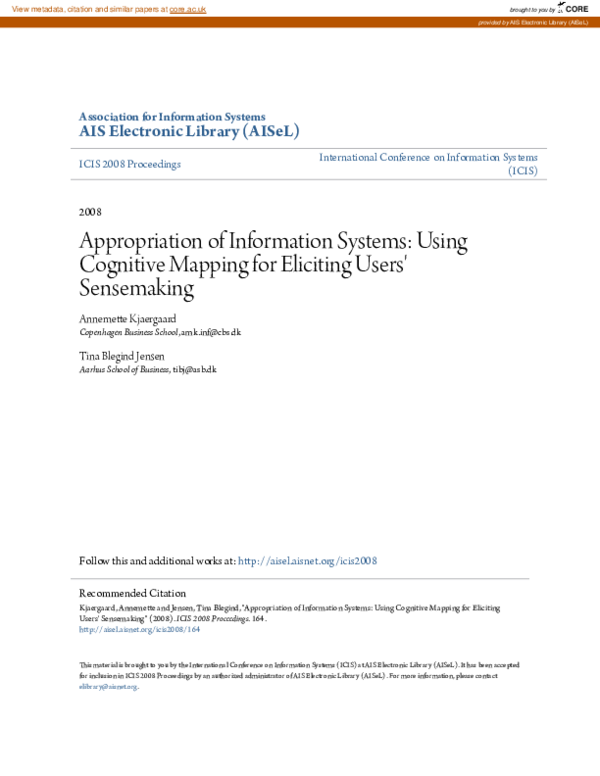 (PDF) APPROPRIATION OF INFORMATION SYSTEMS : USING COGNITIVE MAPPING ...