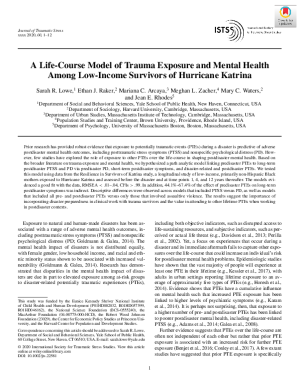 (PDF) A Life‐Course Model of Trauma Exposure and Mental Health Among ...