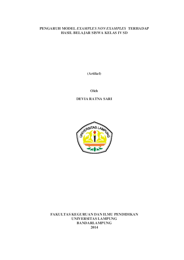 (PDF) Pengaruh Model Examples Non Examples Terhadap Hasil Belajar Siswa ...