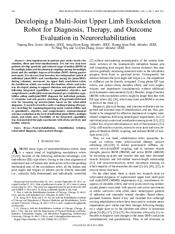 (PDF) Developing a Multi-Joint Upper Limb Exoskeleton Robot for ...
