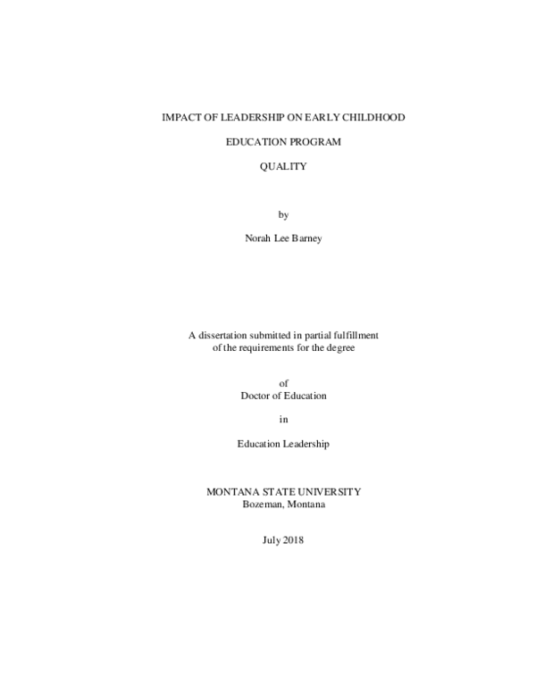 (PDF) Impact of leadership on early childhood education program quality