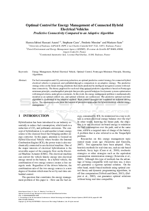 (PDF) Optimal Control for Energy Management of Connected Hybrid ...