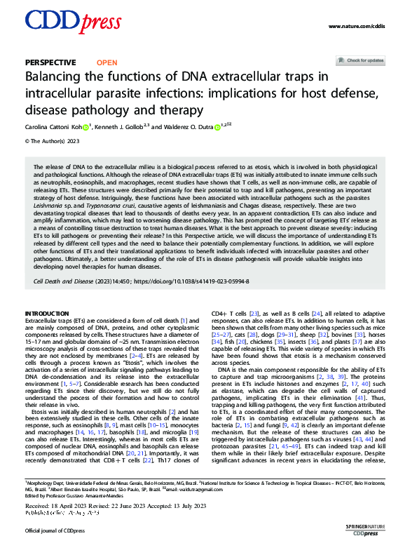 (PDF) Are Neutrophil Extracellular Traps Playing a Role in the Parasite ...