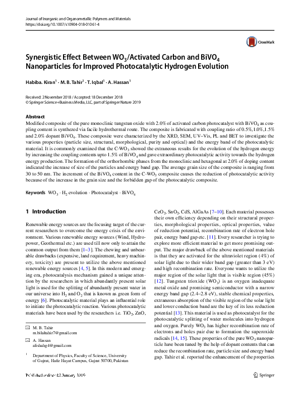 (PDF) Synergistic Effect Between WO3/Activated Carbon and BiVO4 ...