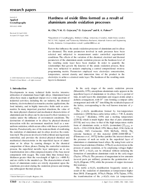 (PDF) Hardness of oxide films formed as a result of aluminium anode ...