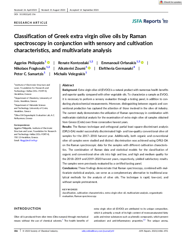 (PDF) Classification of Greek extra virgin olive oils by Raman ...
