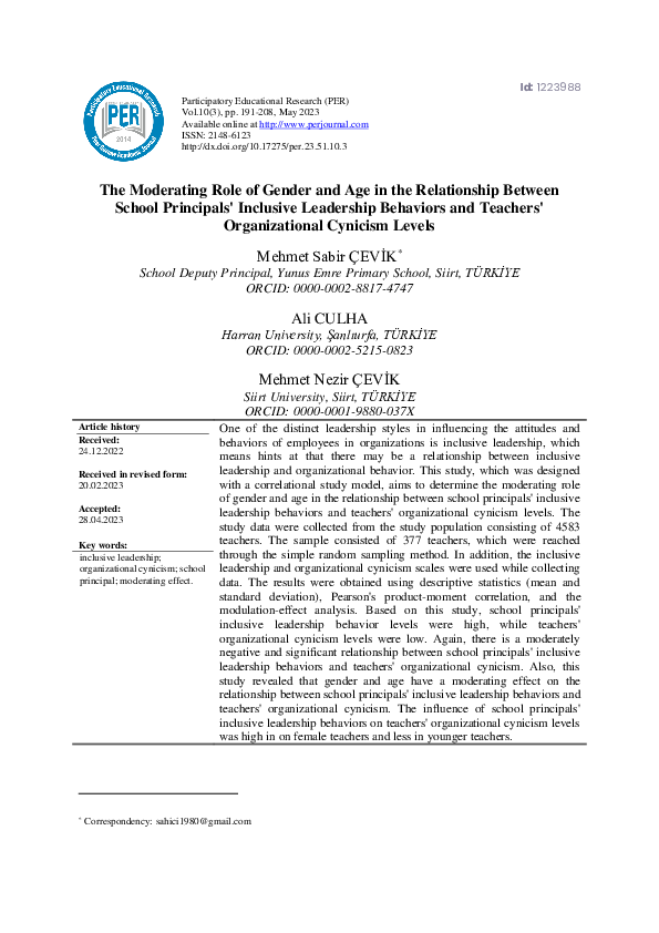 (PDF) The Moderating Role of Gender and Age in the Relationship Between ...