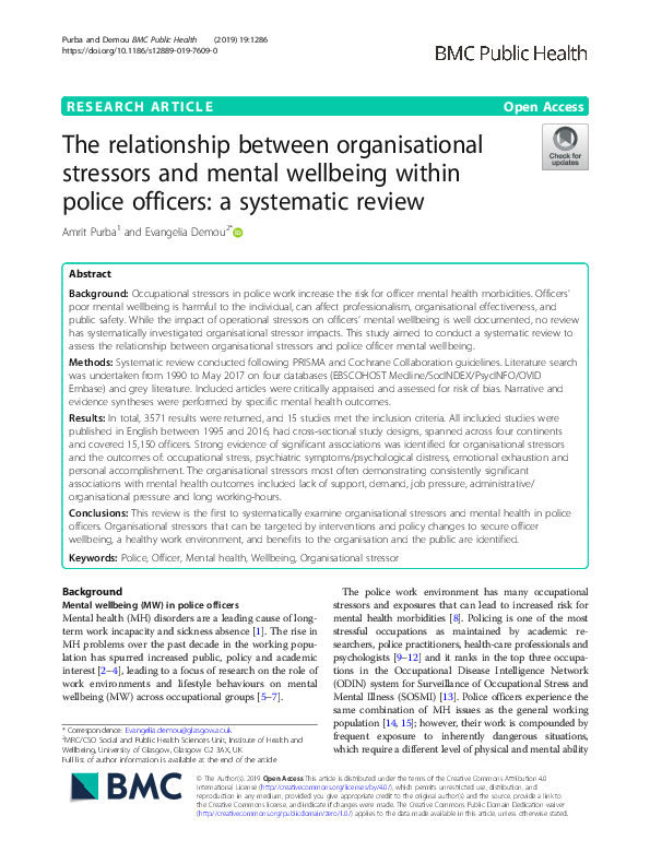 (PDF) The relationship between organisational stressors and mental ...