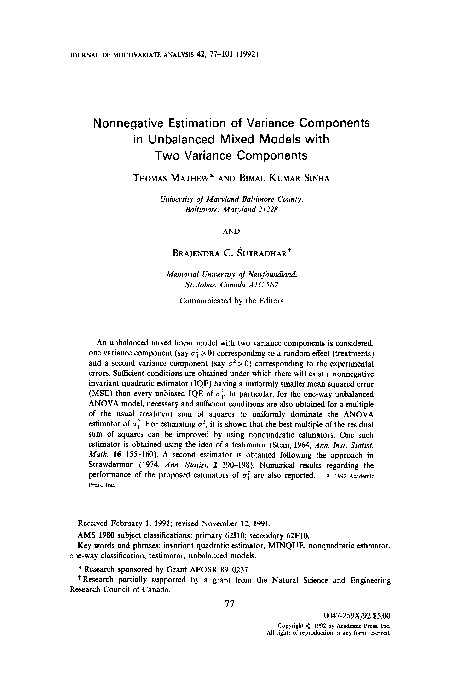 (PDF) Nonnegative Estimation of Variance Components: A Modification to ...