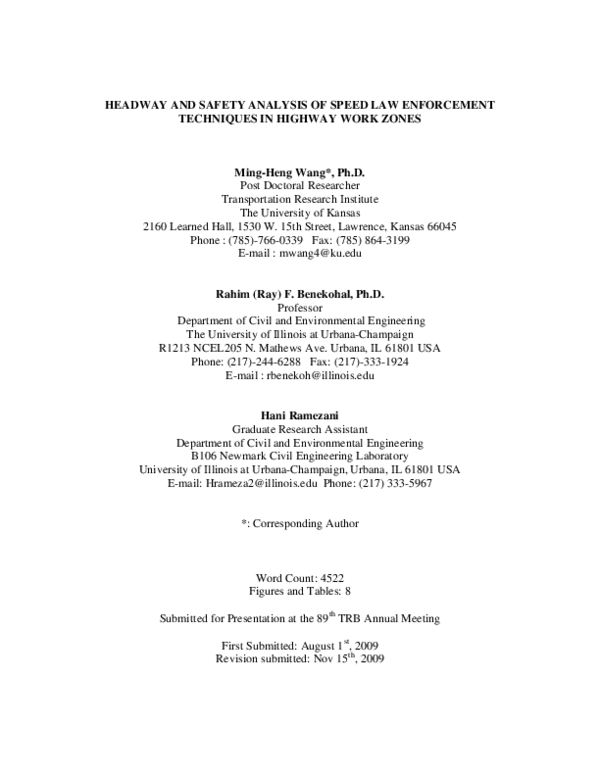 (PDF) Headway and Safety Analysis of Speed Law Enforcement Techniques ...