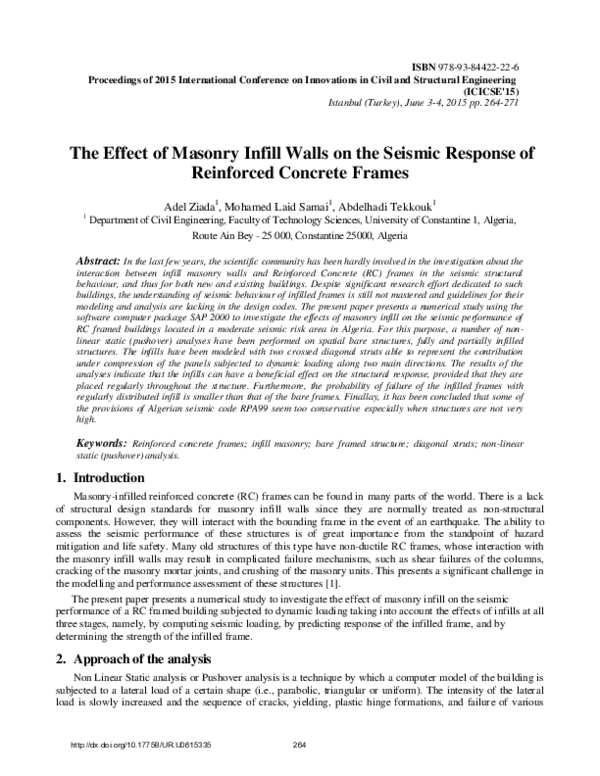 (PDF) Effect of masonry infill walls with openings on nonlinear ...