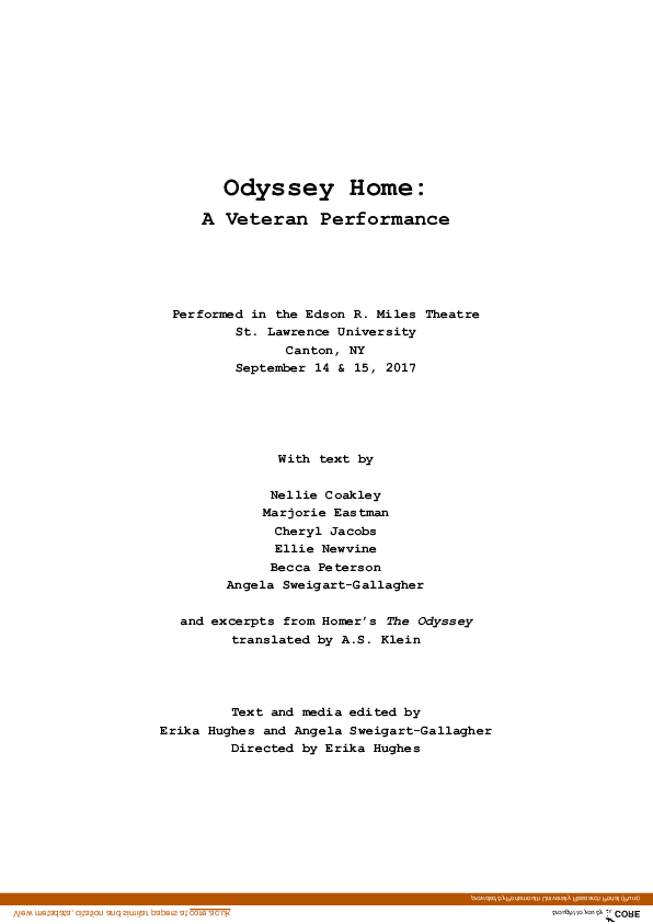 (PDF) The Veterans Project: Odyssey Home SCRIPT Canton/17