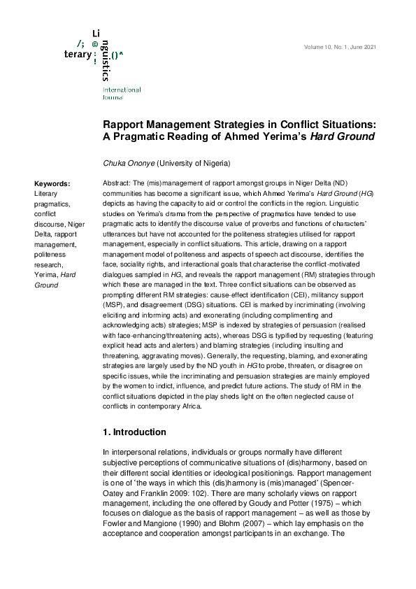 (PDF) Rapport-management strategies in conflict situations