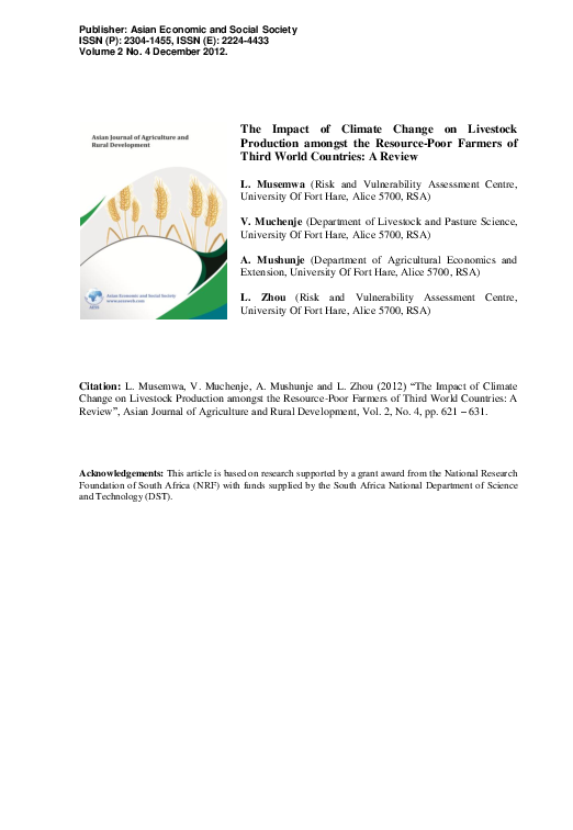 (PDF) The Impact of Climate Change on Livestock Production amongst the ...