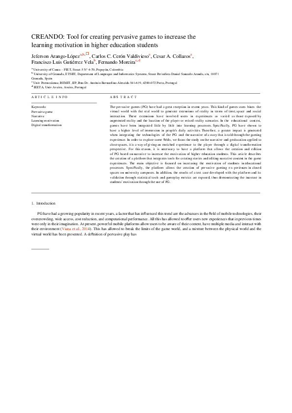 (PDF) CREANDO: Tool for creating pervasive games to increase the ...